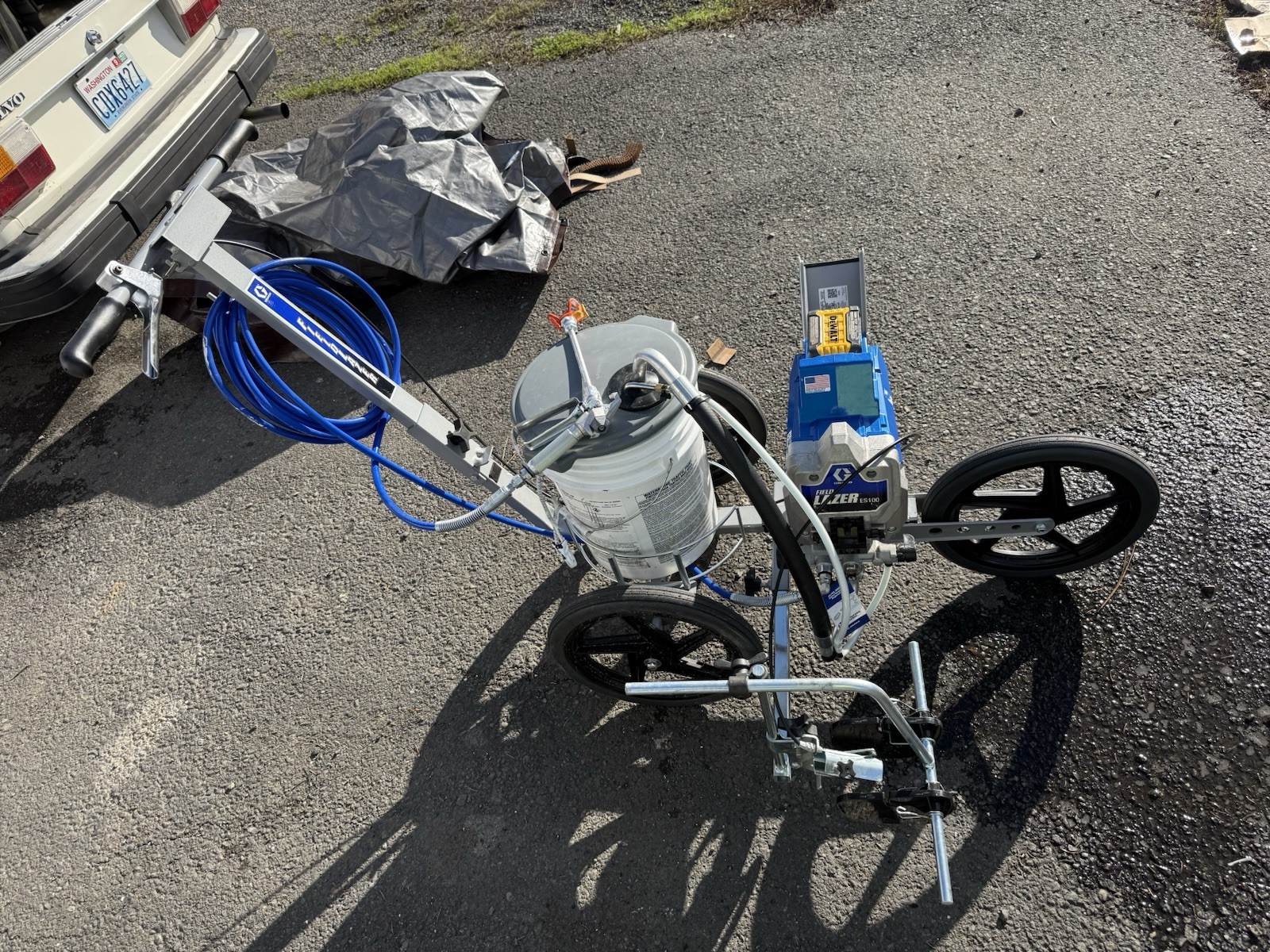 Graco FieldLazer ES100 Battery Line Striper Cart w/ 50ft Hose 5 Gal