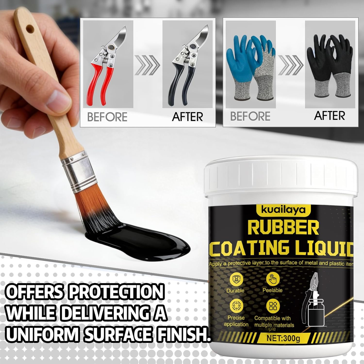 Rubber Dip for Tools, Liquid Rubber Dip Tool Handle Dip Coating Effective Protec