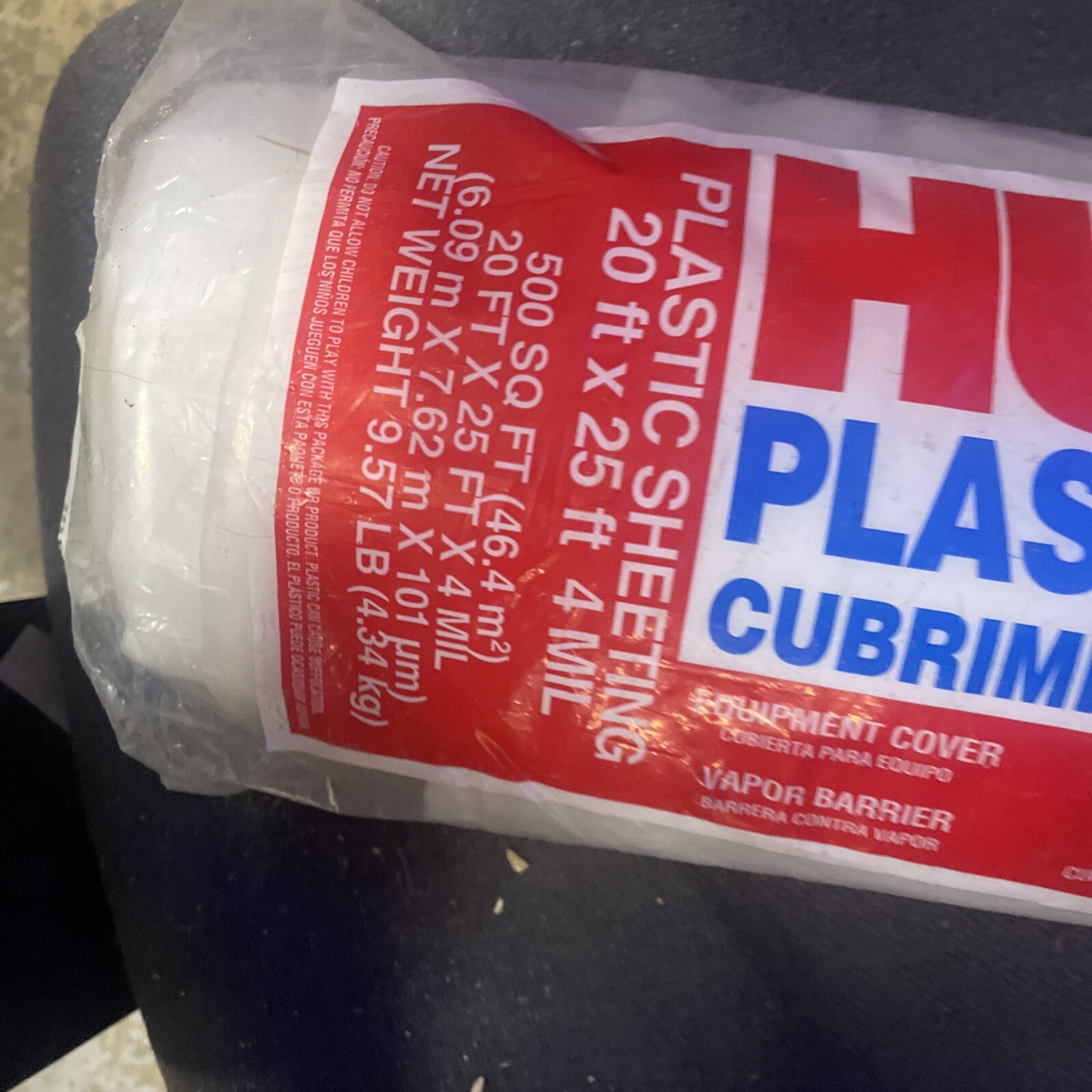 Husky Plastic Sheeting 20 ft x 25 ft Clear 4 mil Thickness Recycled Medium-Duty