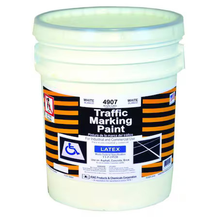 Rae 4907-05 Traffic Zone Marking Paint, 5 Gal., White, Latex Acrylic -Based