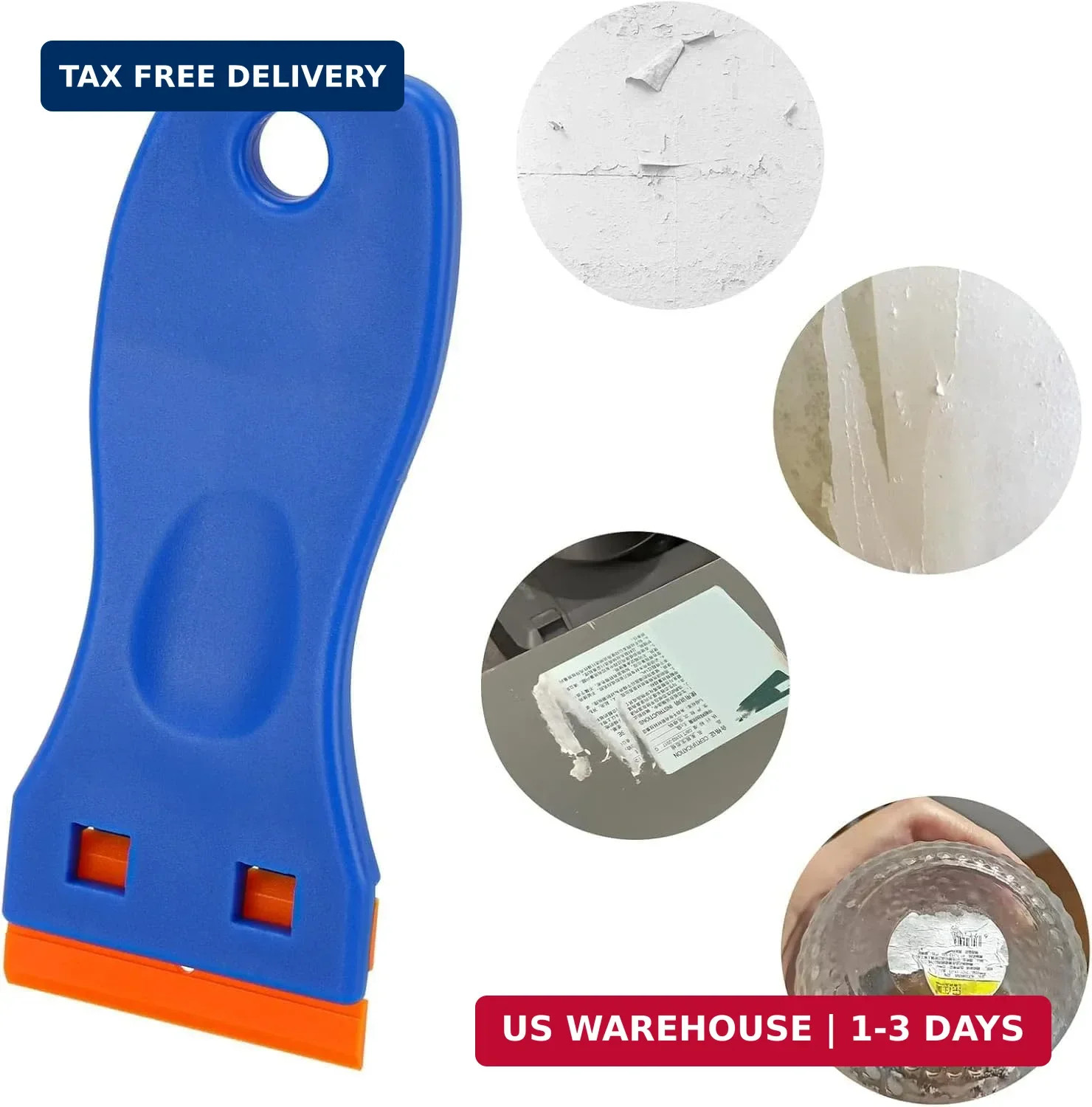 10 Plastic Razor Blade Scraper, 100 Pcs Blades, Remove Label Decal Tool for Stic