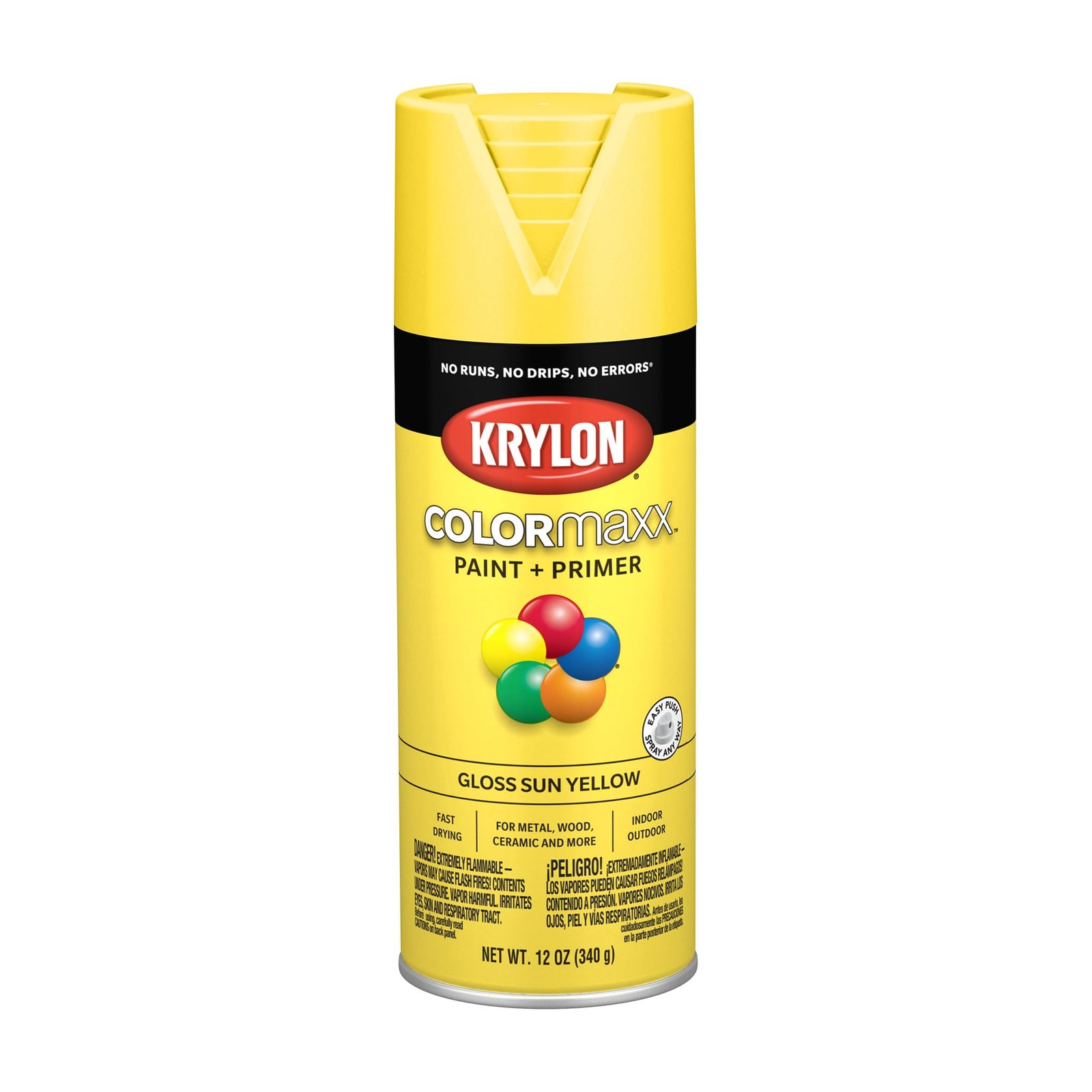 Krylon K05541007 COLORmaxx Spray Paint and 12 Ounce (Pack of 1), Sun Yellow