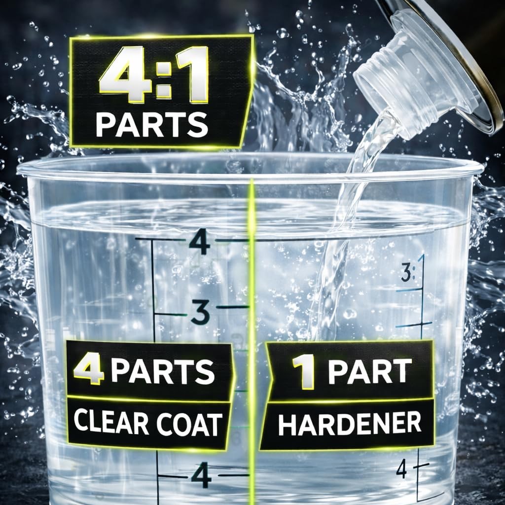 2K Clear Coat 1.25 Quart Automotive Paint Kit with Hardener 4:1 Mix 1 Pc