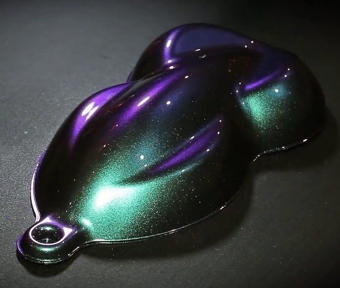 Gloss BLACK CHAMELEON PEARL Powder Coat Paint 1 Lb/ 450 g