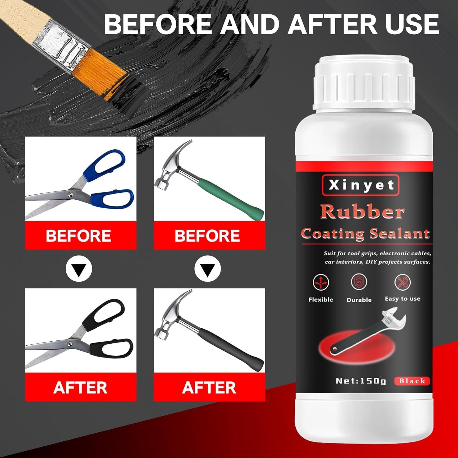 Rubber Coating Tool Handle Dip Spray Waterproof Anti-Slip Durable 150g