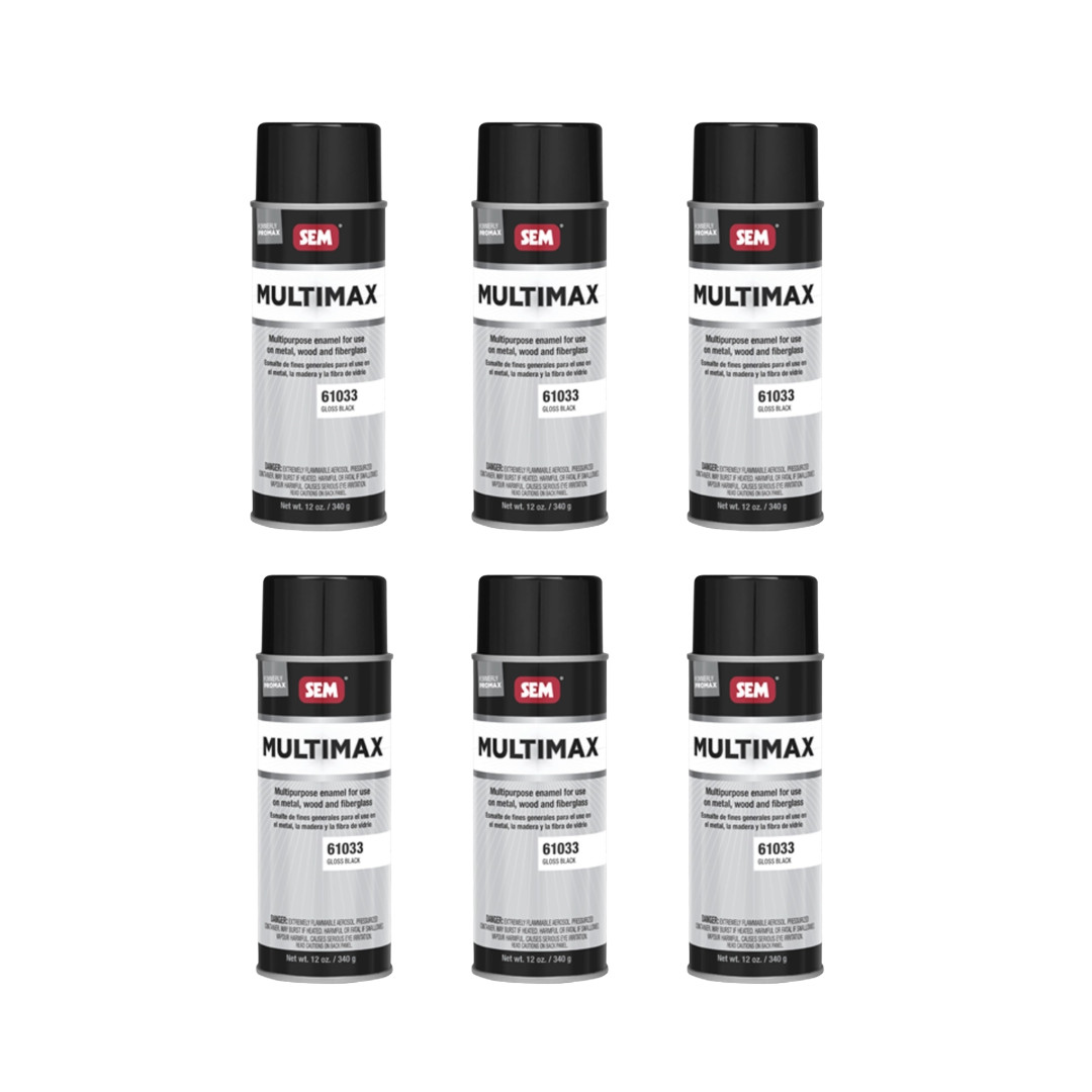 SEM 61033 Multimax , 16 oz. Aerosol Can, Gloss Black 6/Pack