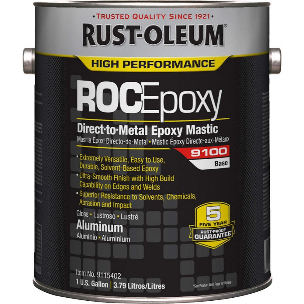 RUST-OLEUM 9115402 Epoxy Mastic Base,9100,Aluminum,1gal,Can 6A932