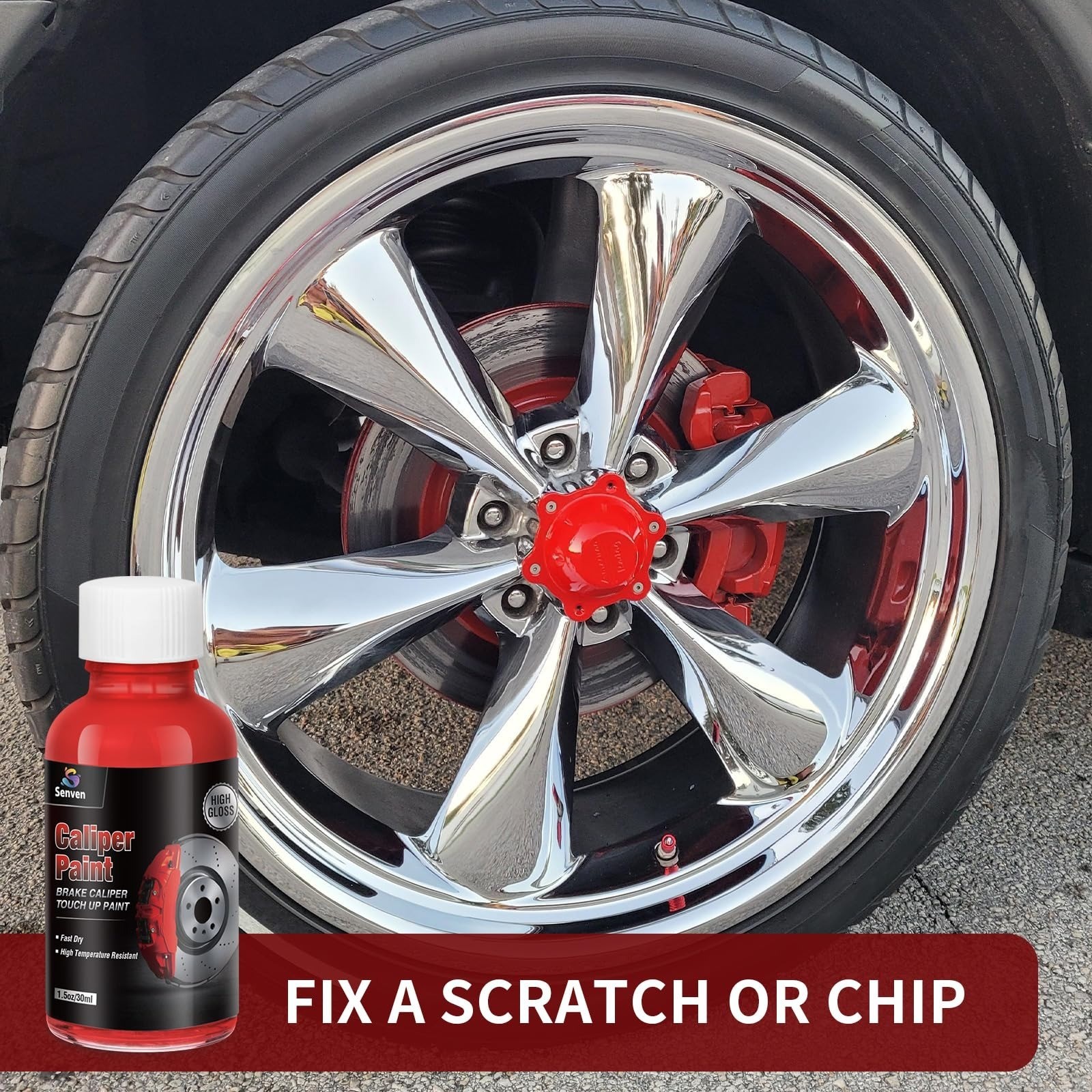 SENVEN Red Caliper Paint High Temperature Heat Resistant 1.5 oz