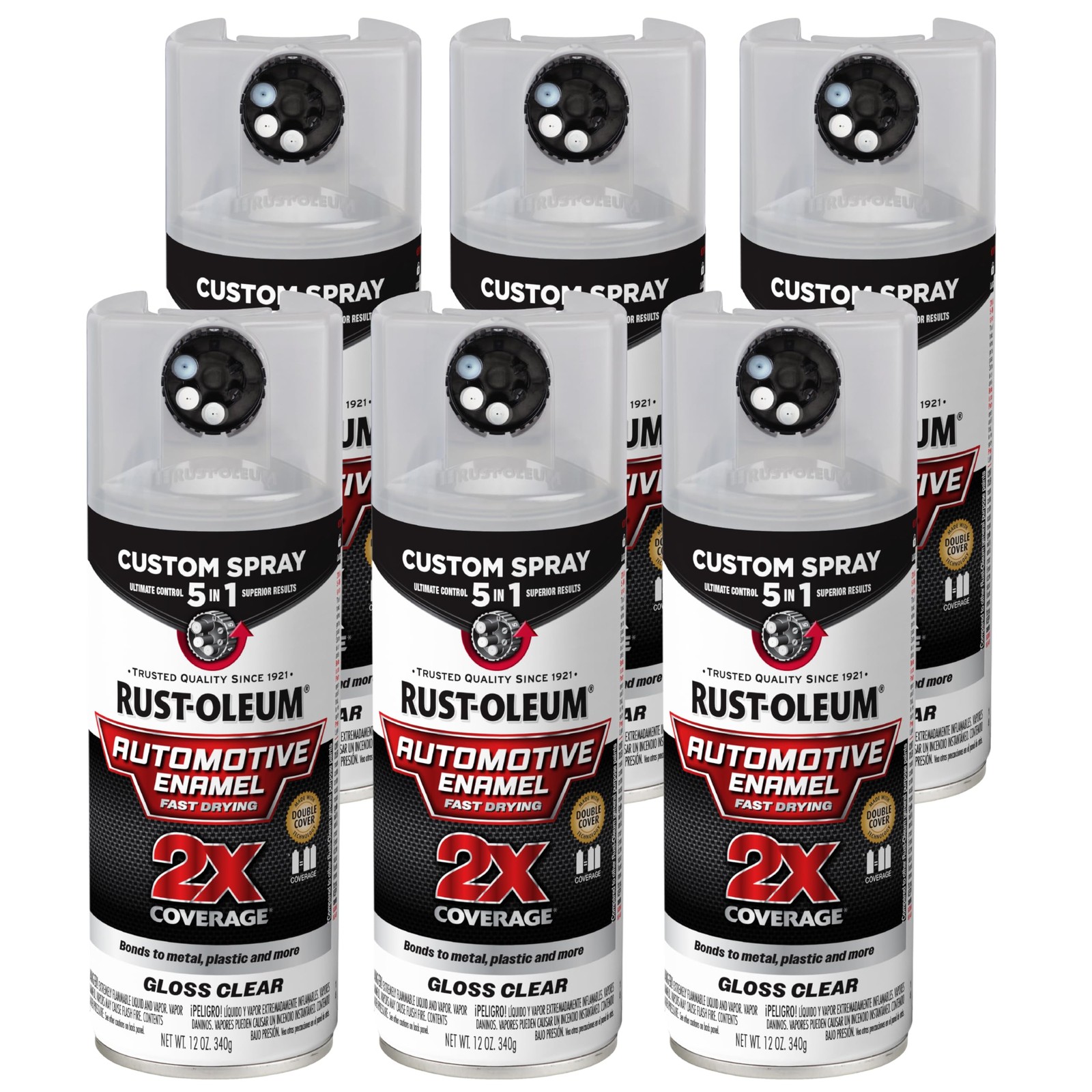Rust-Oleum 2X Automotive Enamel Custom 12 Ounce (Pack of 6), Gloss Clear