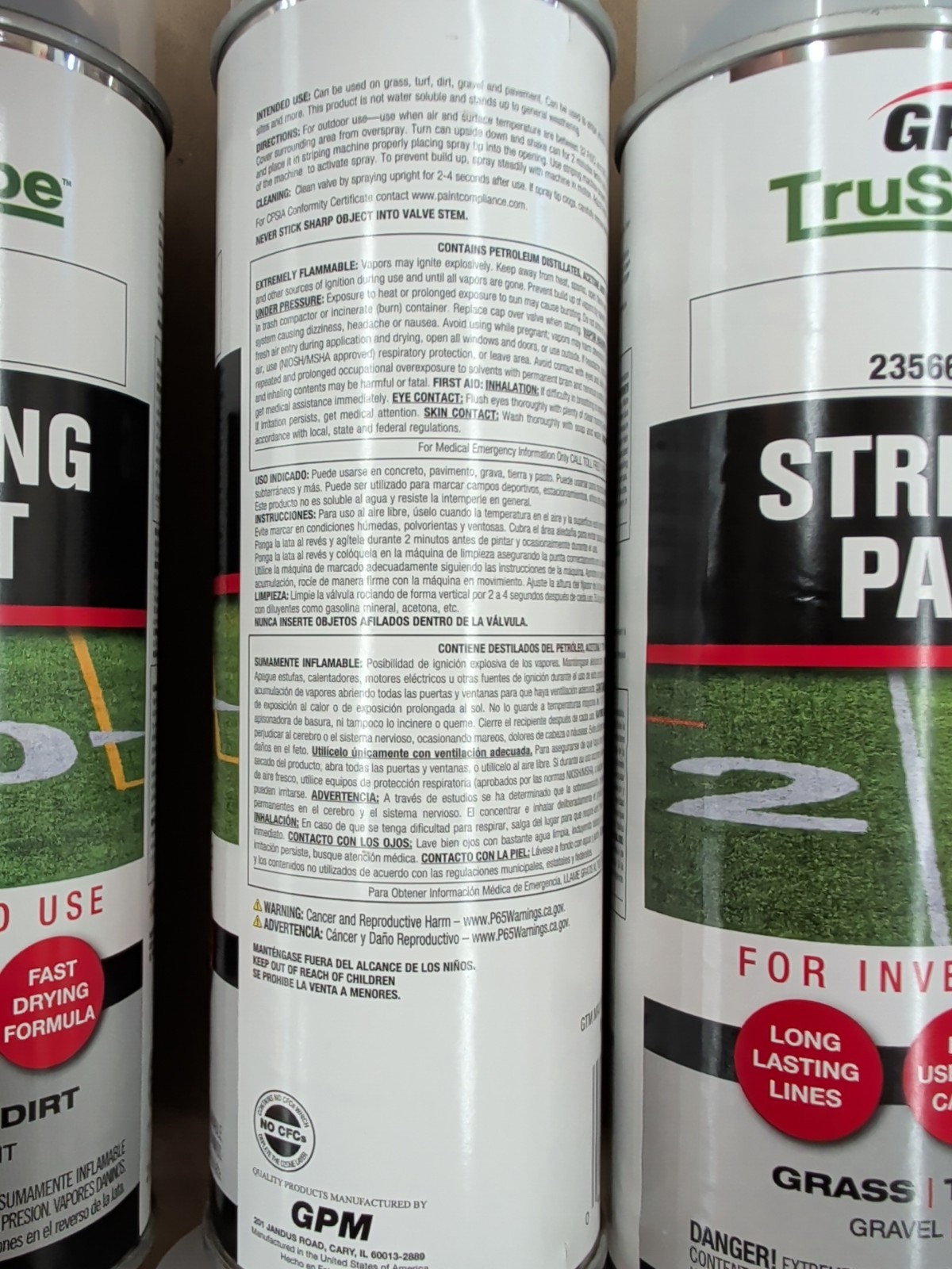 WHITE STRIPING PAINT – T TIP INVERTED NOZZLE – 17 OZ CAN – 6 PACK GPM TRUSTRIPE