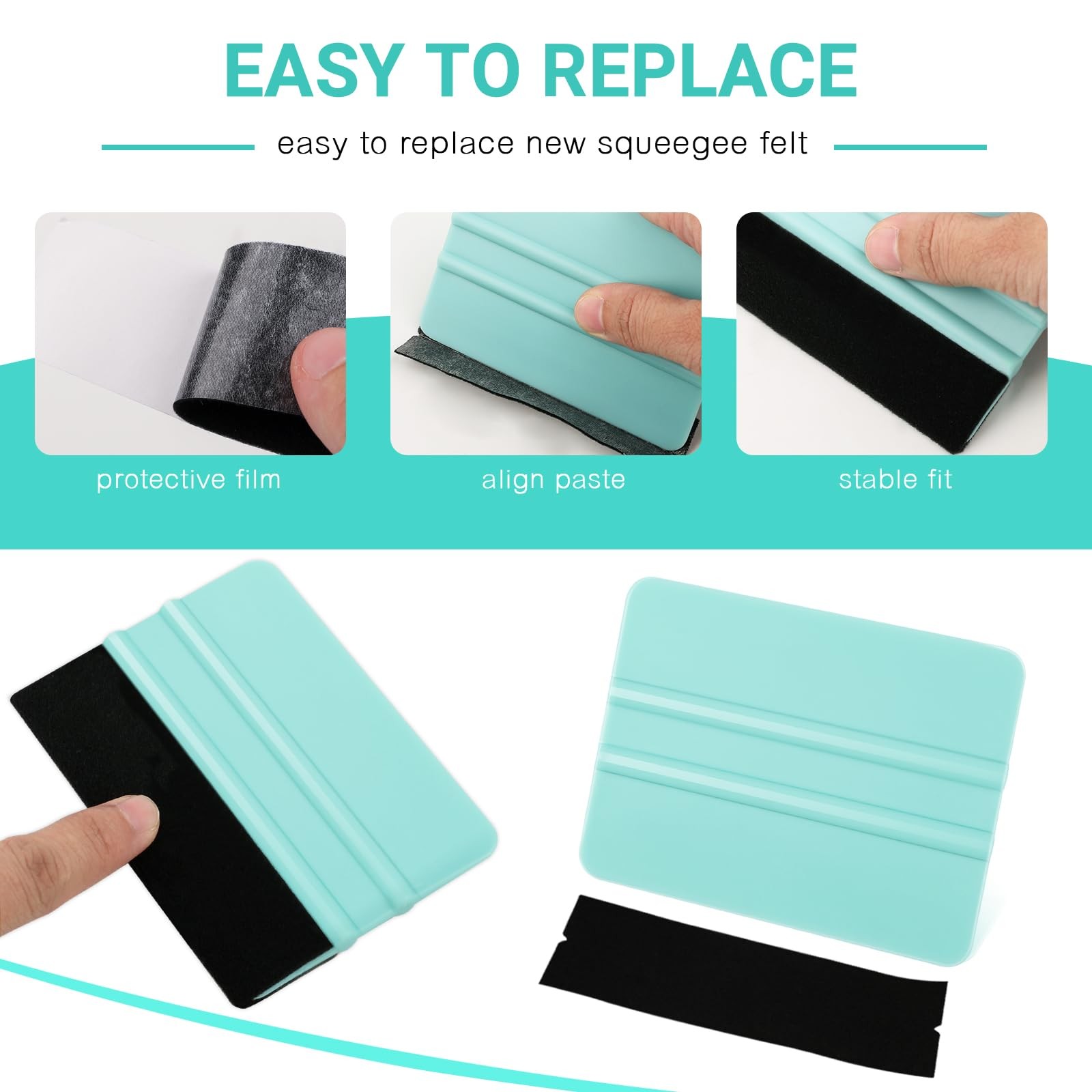 WRAPXPERT Squeegee for Vinyl- Felt Vinyl 2 Pcs,Purple Teal & Purple