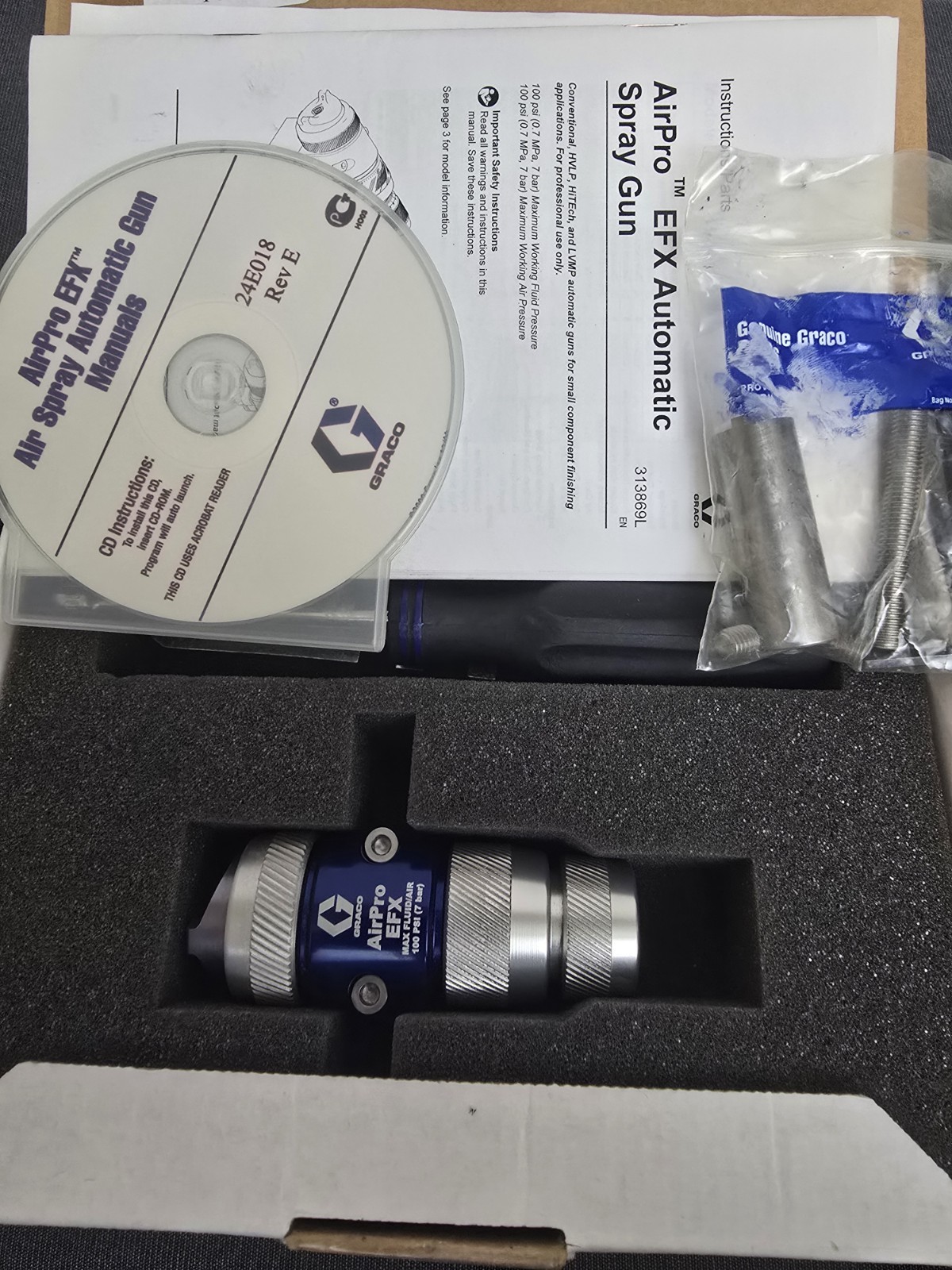 Graco 24B862 AirPro EFX Auto Spray Gun Head NOS w/ Manual Hardware Box