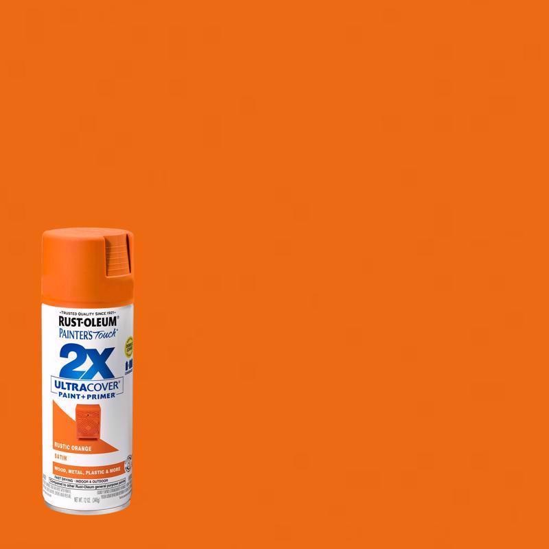 Rust-Oleum 314753 Rustic Orange Satin Spray Paint and Primer 12 oz. (Pack of 6)