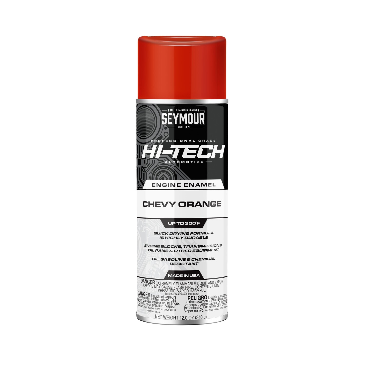 Seymour EN-48, Hi-Tech Engine Enamel Spray Paint, Chevy Orange, 12oz, 1ea