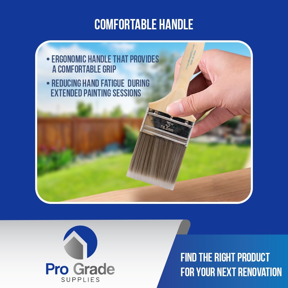 Pro Grade – Paint Brushes – 2Ea 3″ Flat Brushes