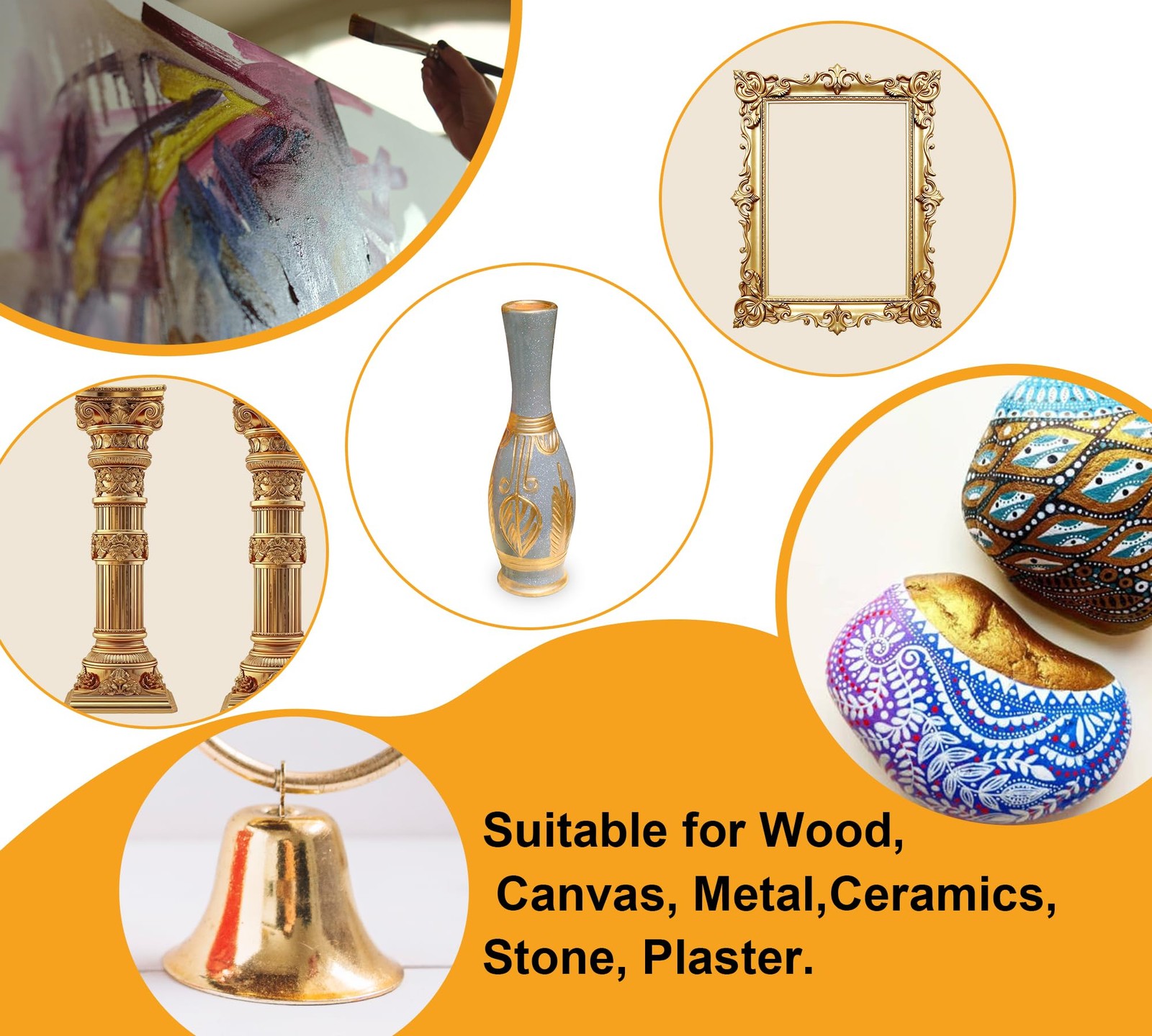 Metallic Gold Paint, 7oz Water-Based Liquid Leaf Paint Kit for