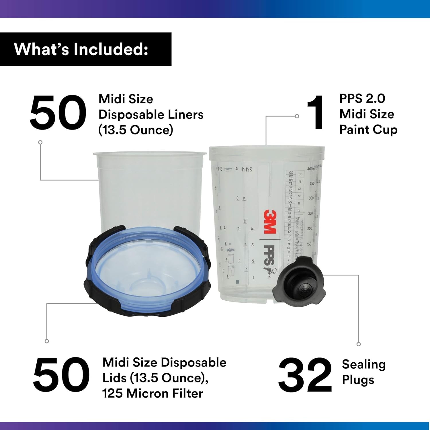 Spray Gun Cup Lids Liners Kit PPS 2.0 13.5oz Paint Cups