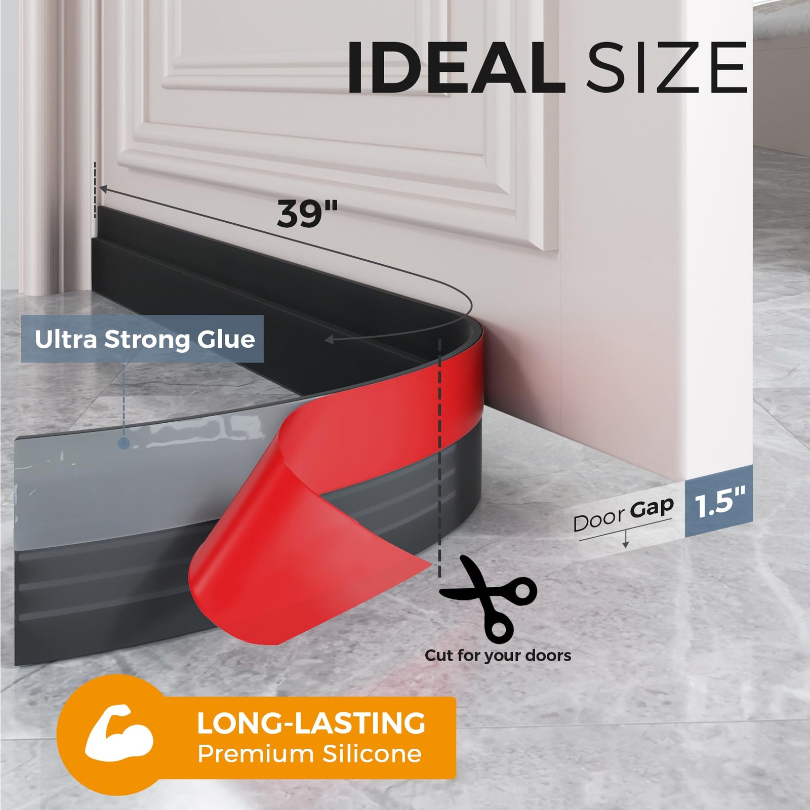 GroTheory 2 Pack Under Door Draft Stopper, Home Improvement, 2 Pack, Black