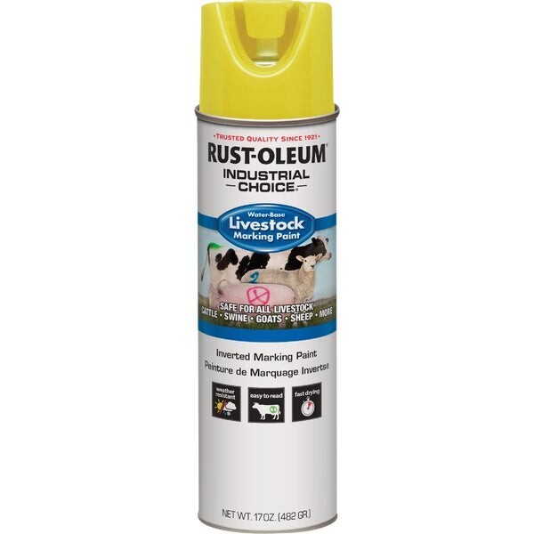 12-Rust-Oleum Industrial Choice 17 Oz Fluorescent Yellow Livestock Marking Paint
