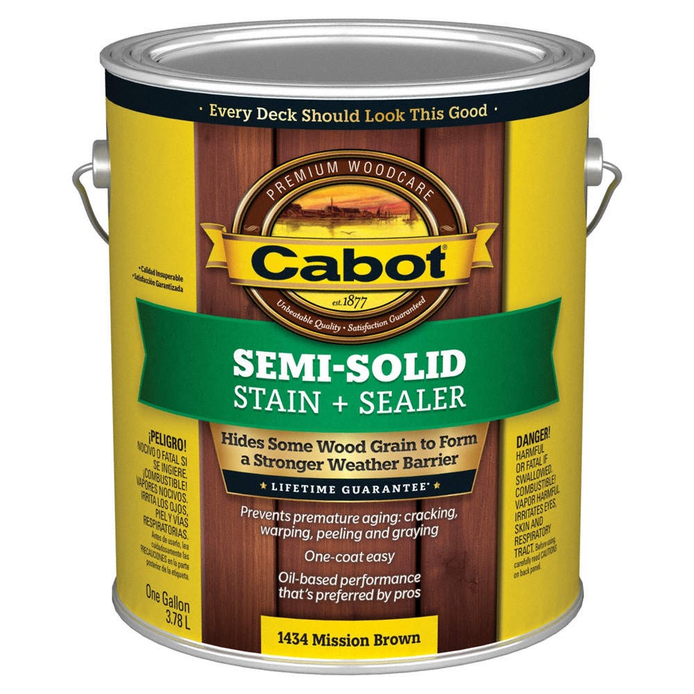 CABOT 140.0001434.007 Stain,Semi-Solid,Mission Brwn,Flat,1gal. 2NTD4
