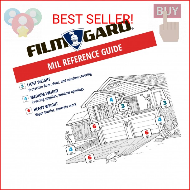 Film-Gard 626170 Consumer Plastic Sheeting 10’ Width x 25’ Length x 4 mil thick,