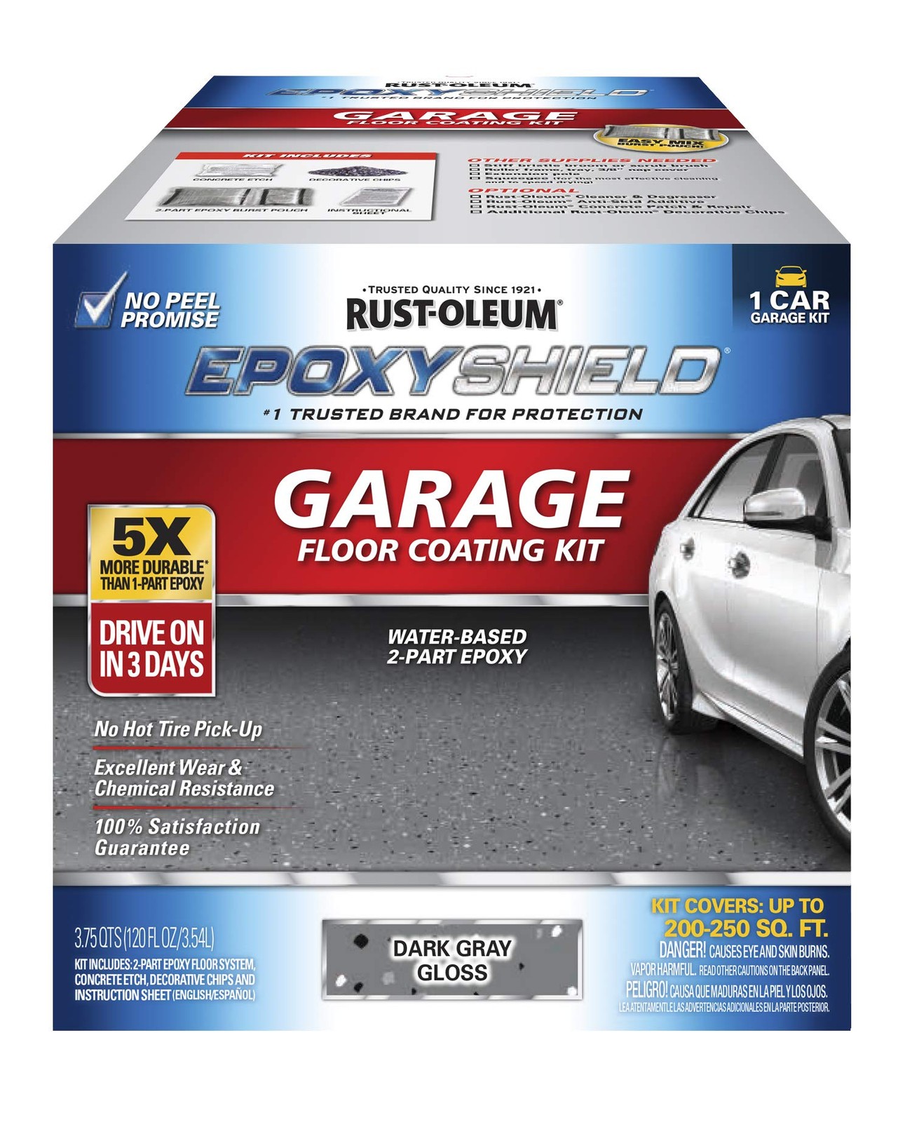 Rust-Oleum 327081 EPOXYSHIELD Garage Floor Coating Kit, 1 1 Car, Dark Gray