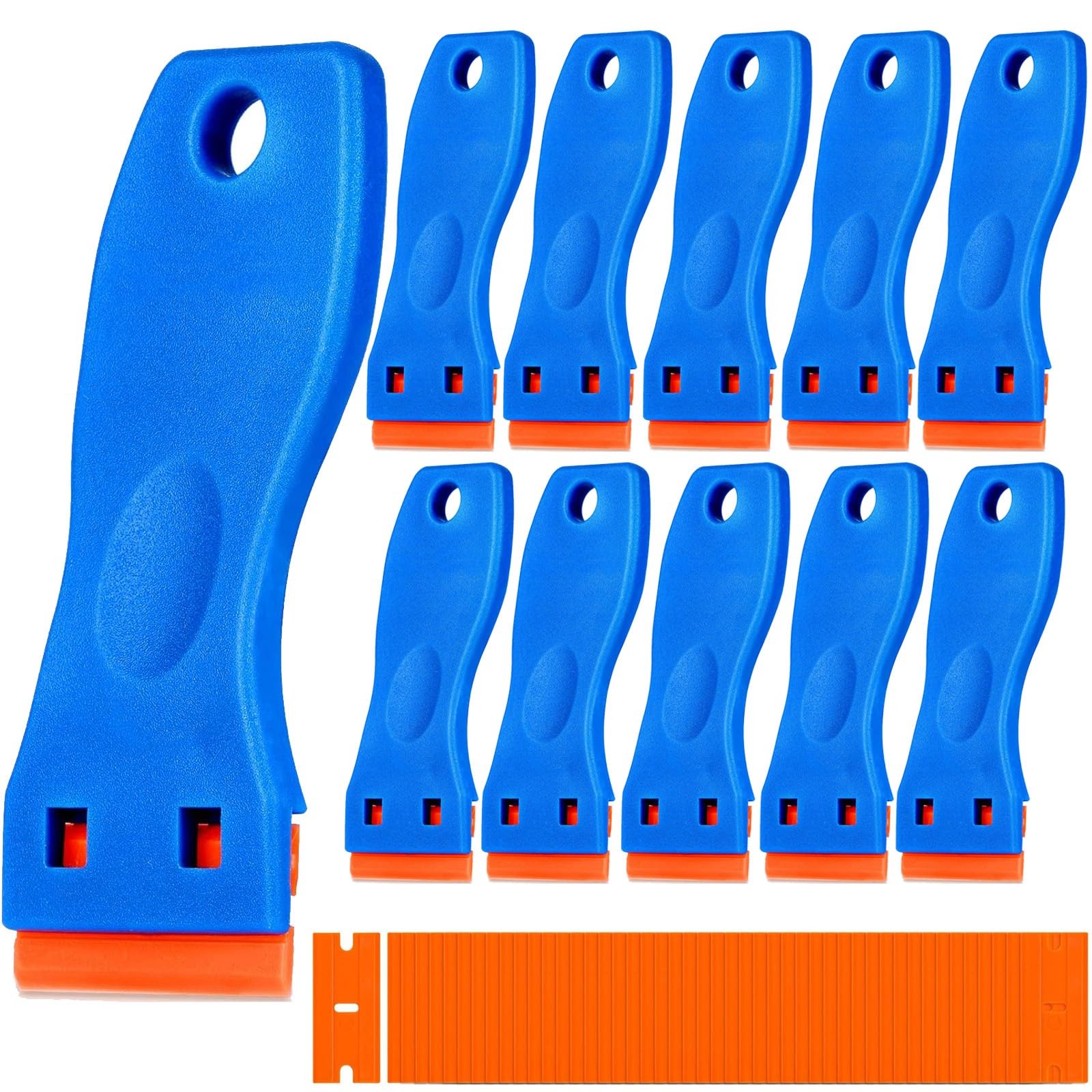 10 Plastic Razor Blade Scraper, 100 Pcs Blades, Remove Label Decal Tool for…