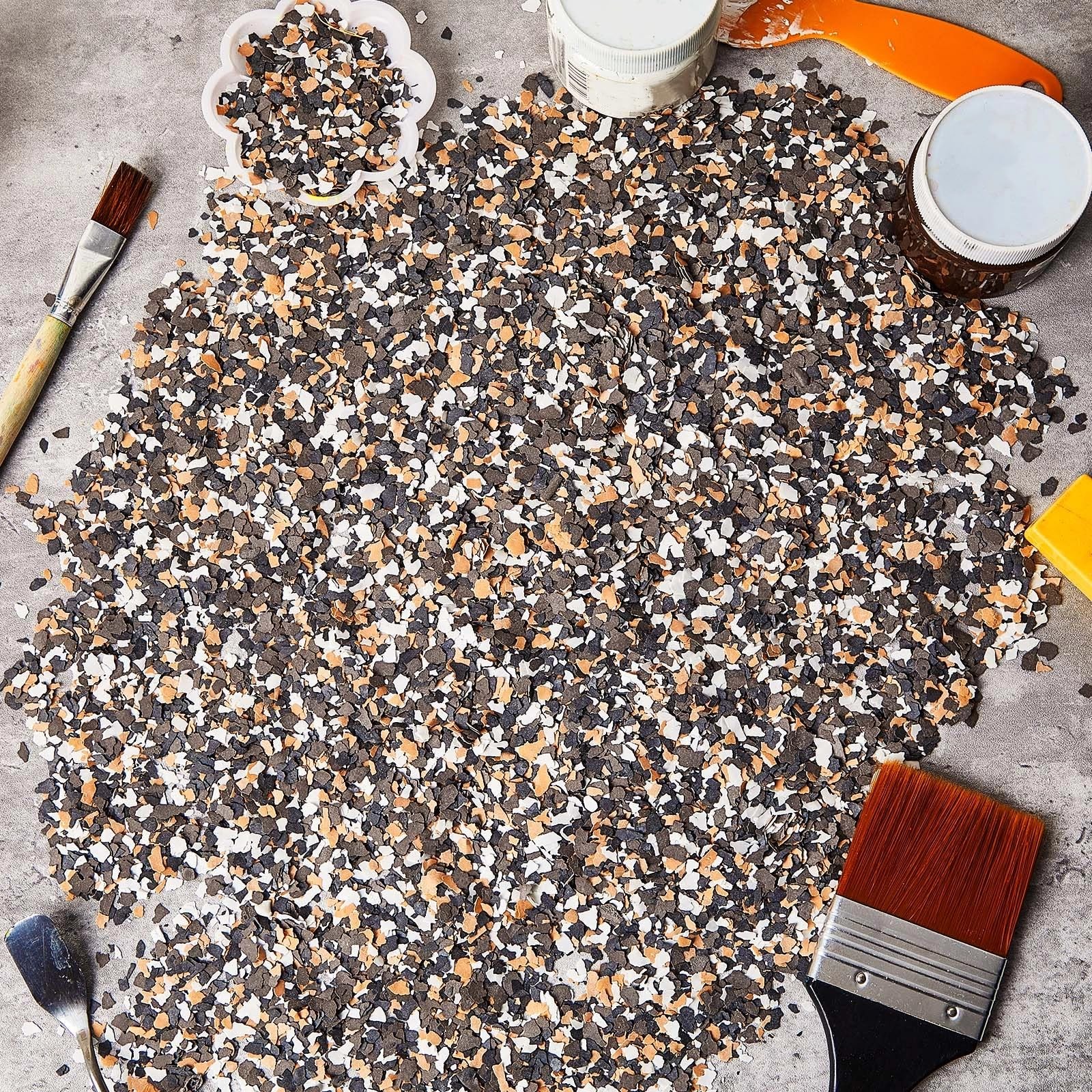Timtin 1400 G/ 3.08 Lb Epoxy Flakes Blend Small, Yellow, Coffee, Black, White
