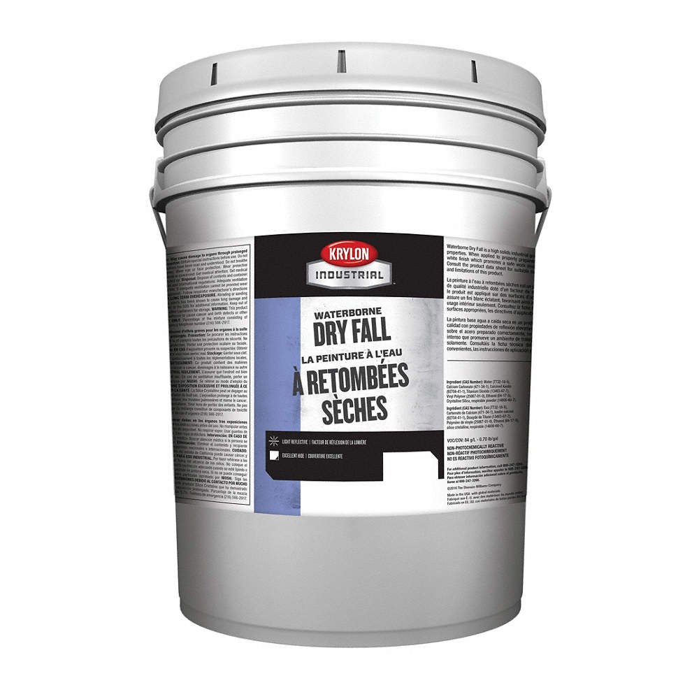 KRYLON INDUSTRIAL K000Z5931-20 Dry Fall Paint,Black,Flat,5 gal,Pail 52JN62