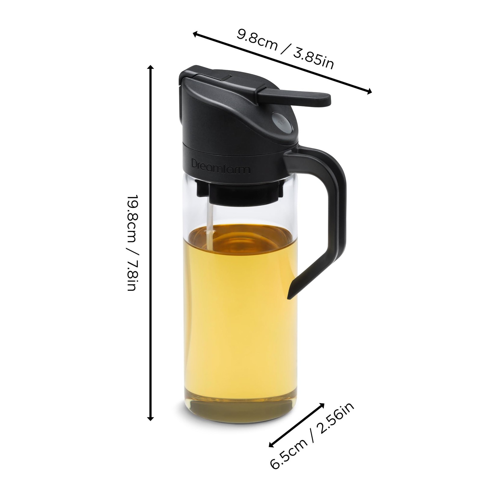 Dreamfarm Oileroo Glass No-Clog Oil Sprayer, Pourer & Doser – Oileroo, Black