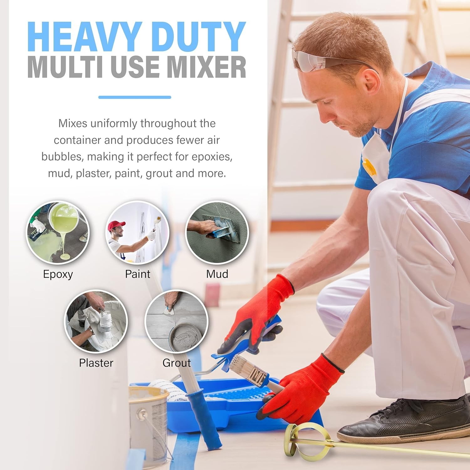 Lot of 2 Paint Mixers for a Drill 1-5 Gallon Bucket Paint Stirrer 15-3/4″ long