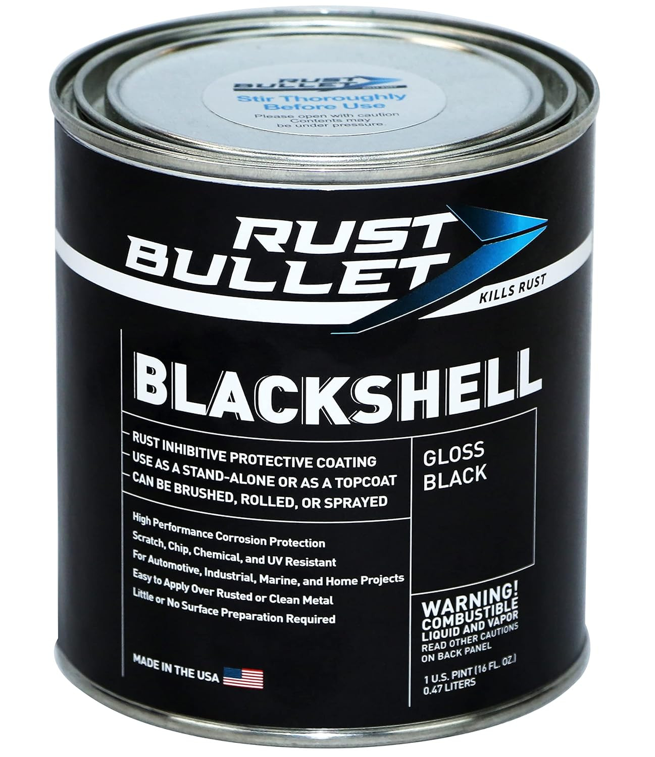 Rust Bullet BlackShell – Black Rust Protection Rust Paint Rust Inhibitor 1-Pint